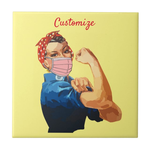 Female Empowerment Mask Thunder_Cove  Ceramic Tile (Front)