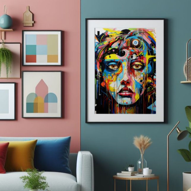 Female Face Colorful Expressionism Photo Print (Creator Uploaded)