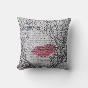 Female Face Fantasy Abstract Throw Pillow