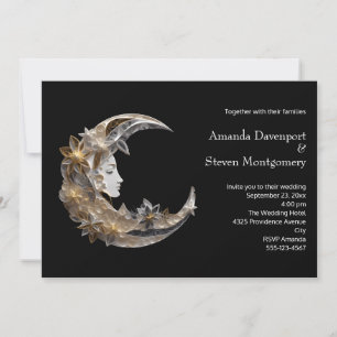 Female Face in the Moon Wedding Invitation