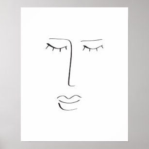 Female Face Line Art Drawing Poster