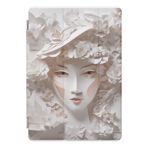 Female face paper art iPad pro cover