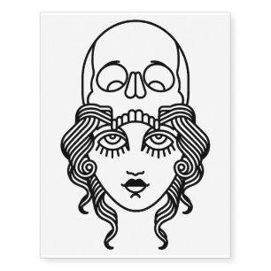 female face skull temporary tattoos