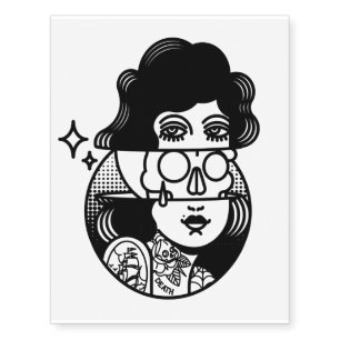 female face skull temporary tattoos