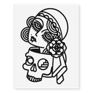 female face skull temporary tattoos