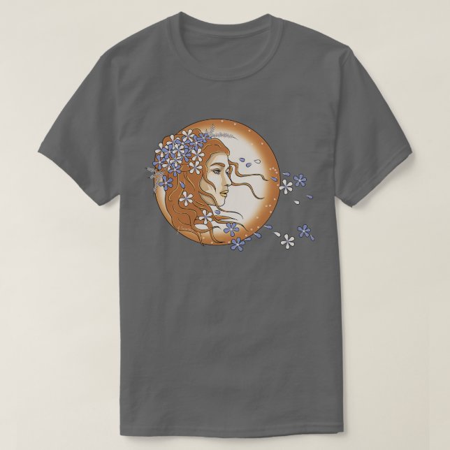 FEMALE FACE WITH FLOWERS T-Shirt (Design Front)