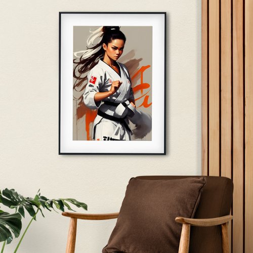 Female Fighter Karate Martial Art Minimalism  Poster