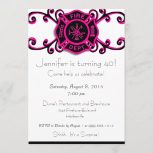 Female Firefighter Birthday Invitation