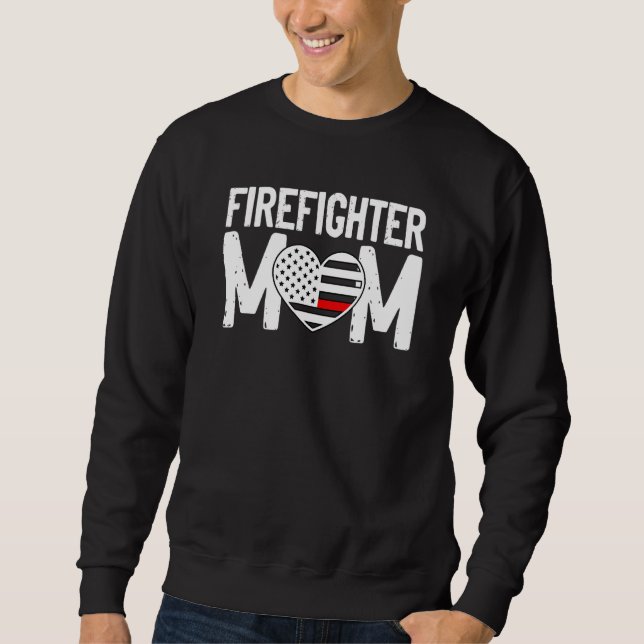 Female Firefighter Mom Thin Red Line Flag Firefigh Sweatshirt (Front)
