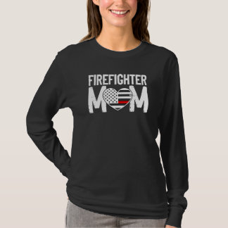 Female Firefighter Mom Thin Red Line Flag Firefigh T-Shirt