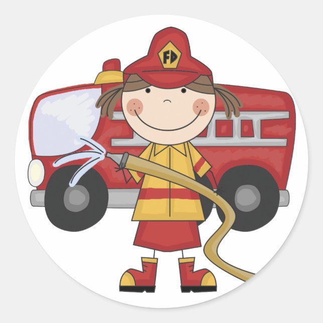 Female Firefighter T-shirts and Gifts Classic Round Sticker (Front)