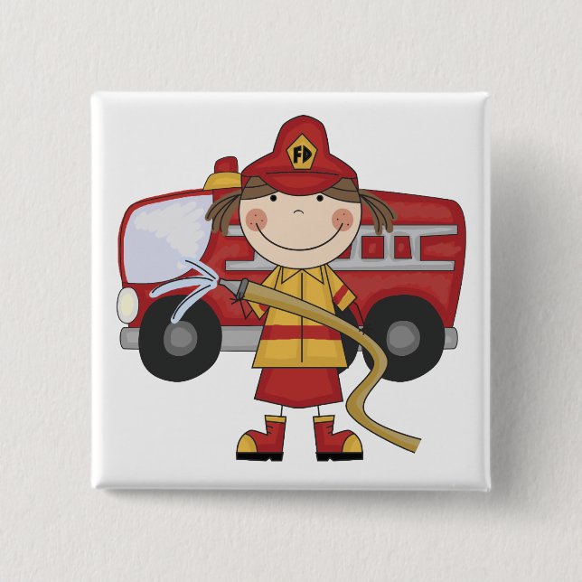 Female Firefighter T-shirts and Gifts Pinback Button (Front)