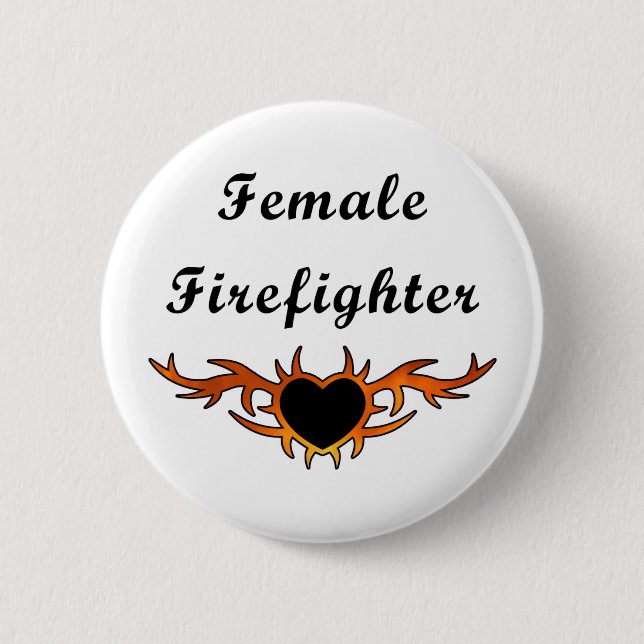 Female Firefighter Tattoo Button (Front)