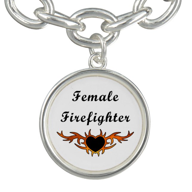 Female Firefighter Tattoo Charm Bracelet (Design)