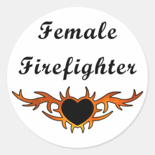 Female Firefighter Tattoo Classic Round Sticker