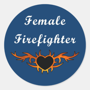 Female Firefighter Tattoo Classic Round Sticker