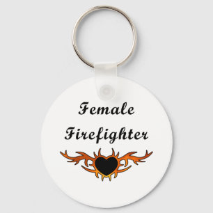 Female Firefighter Tattoo Keychain