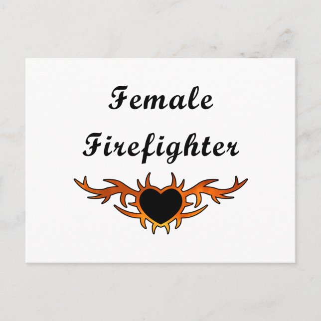 Female Firefighter Tattoo Postcard (Front)