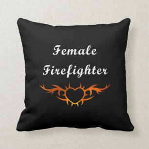 Female Firefighter Tattoo Throw Pillow