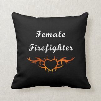 Female Firefighter Tattoo Throw Pillow
