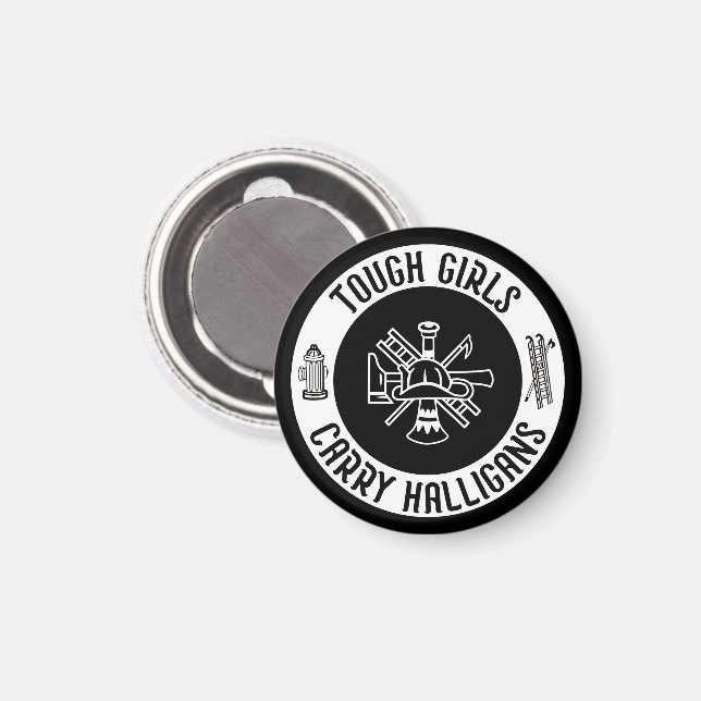Female Firefighter Tough Girls Carry Halligans  Magnet (Front/Back)
