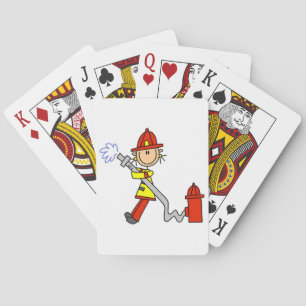 Female Firefighter With Hose T-shirts and Gifts Poker Cards