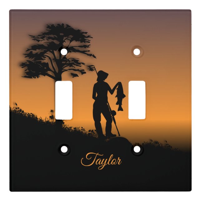 Female Fisherman Custom Text Light Switch Cover (Front)