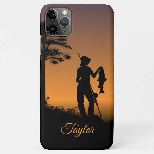 Female Fisherman with Name Case-Mate iPhone Case (Back)