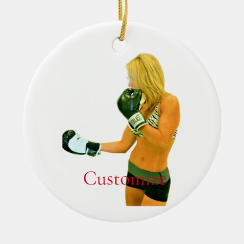 Female Fitness Model boxing Thunder_Cove Ceramic Ornament