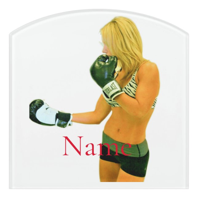 Female Fitness Model boxing Thunder_Cove Door Sign (Contour Front)
