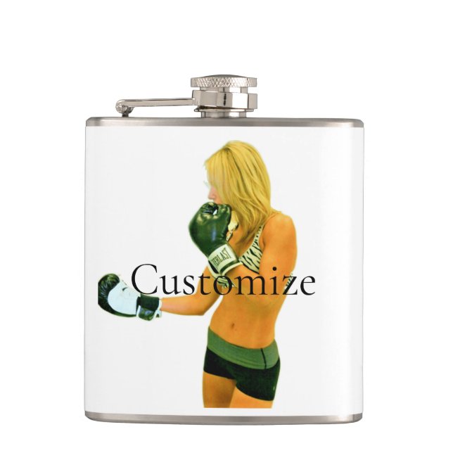 Female Fitness Model boxing Thunder_Cove Flask (Front)