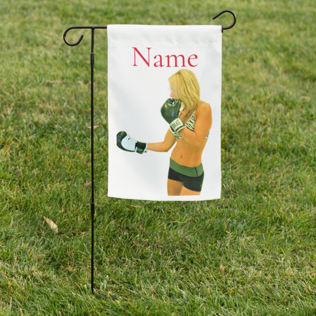 Female Fitness Model boxing Thunder_Cove Garden Flag (In SItu)