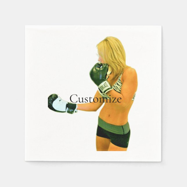Female Fitness Model boxing Thunder_Cove Napkins (Front)