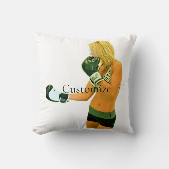 Female Fitness Model boxing Thunder_Cove Throw Pillow (Front)