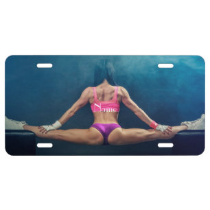 Female Fitness Model Split Thunder_Cove License Plate