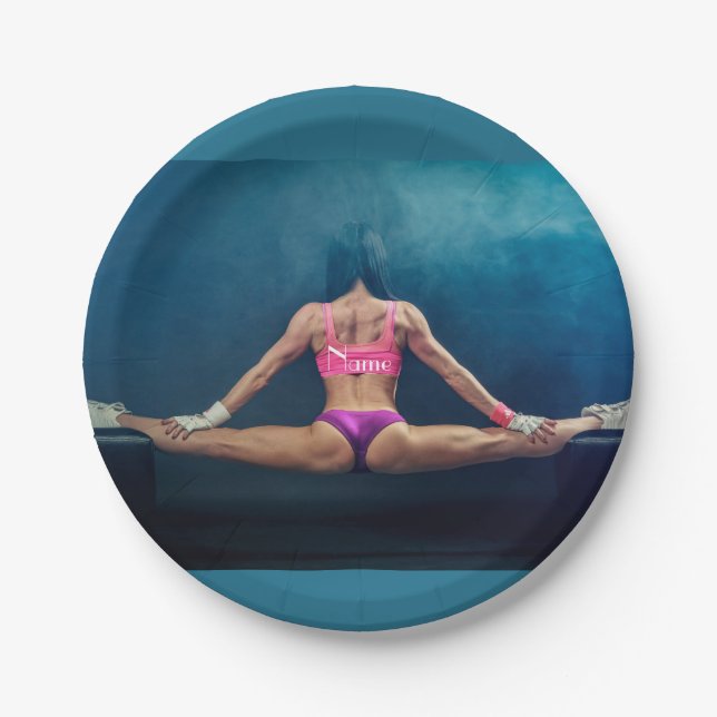 Female Fitness Model Split Thunder_Cove  Paper Plates (Front)
