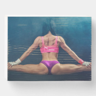 Female Fitness Model Split Thunder_Cove Wooden Box Sign