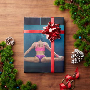 Female Fitness Model Split Thunder_Cove Wrapping Paper