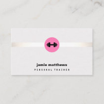 Female Fitness Personal Trainer Pink Dumbbell Business Card