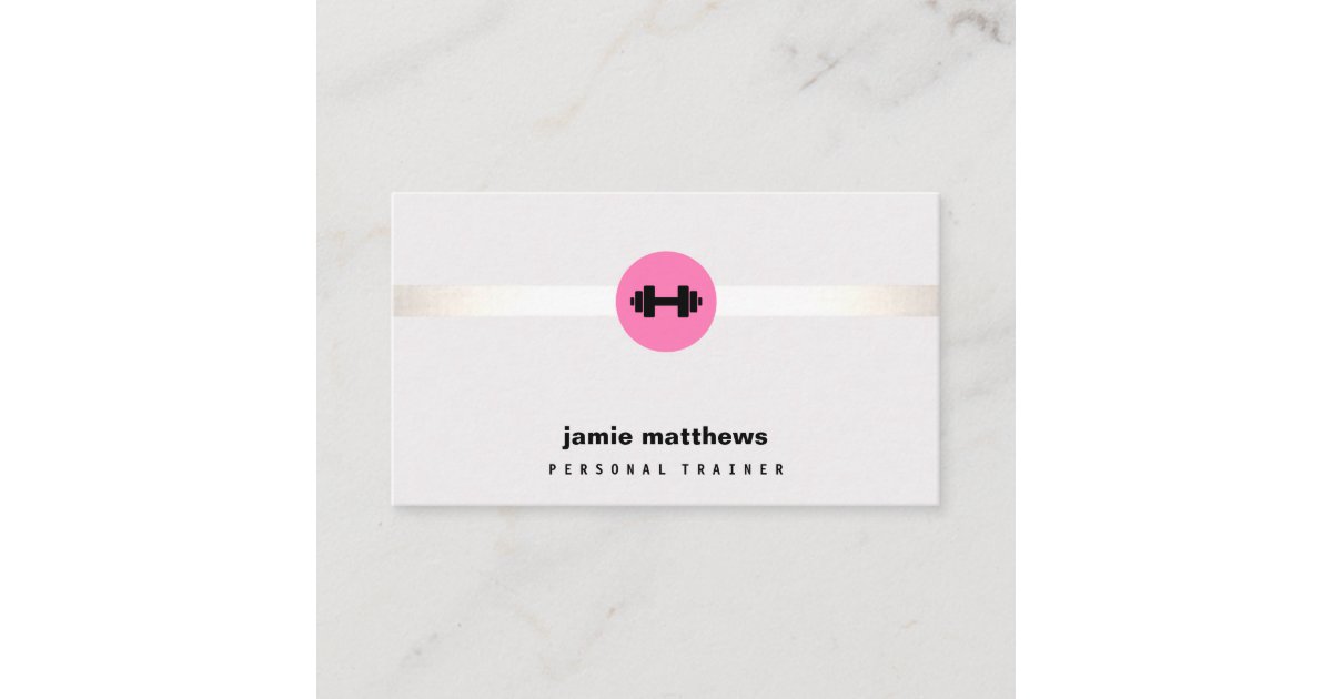 Female Fitness Personal Trainer Pink Dumbbell Business Card Zazzle Com