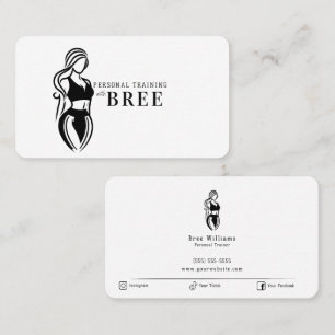 Female Fitness Personal Training Minimalist Business Card