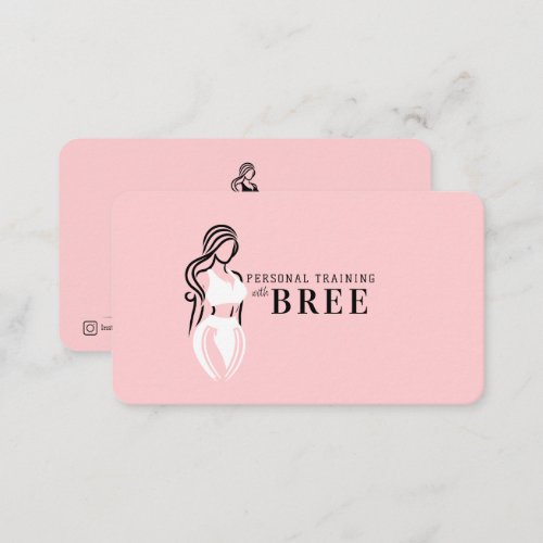 Female Fitness Personal Training Minimalist Pink Business Card