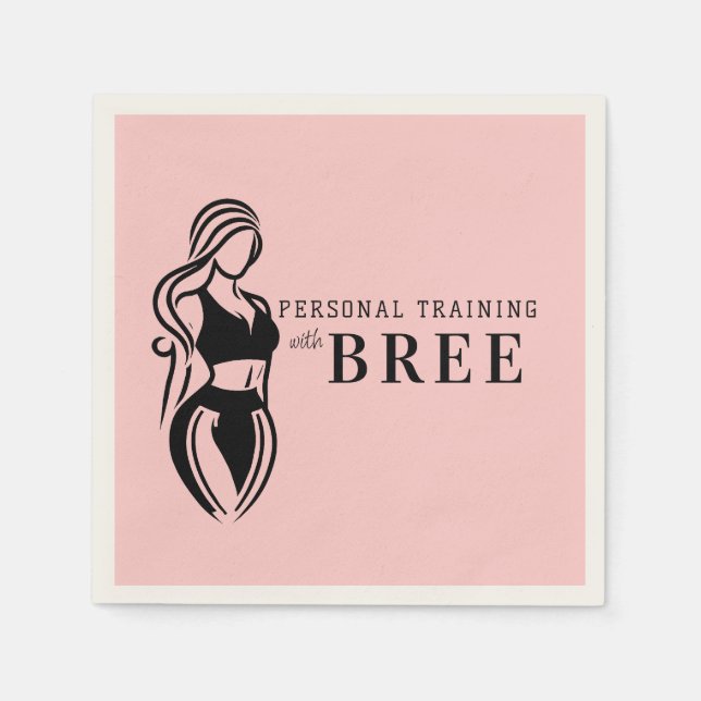 Female Fitness Personal Training Minimalist Pink Napkins (Front)
