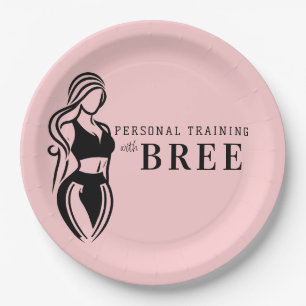 Female Fitness Personal Training Minimalist Pink Paper Plates