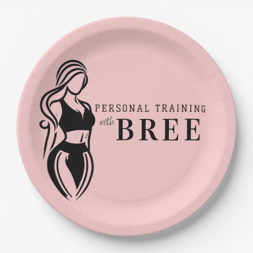 Female Fitness Personal Training Minimalist Pink Paper Plates