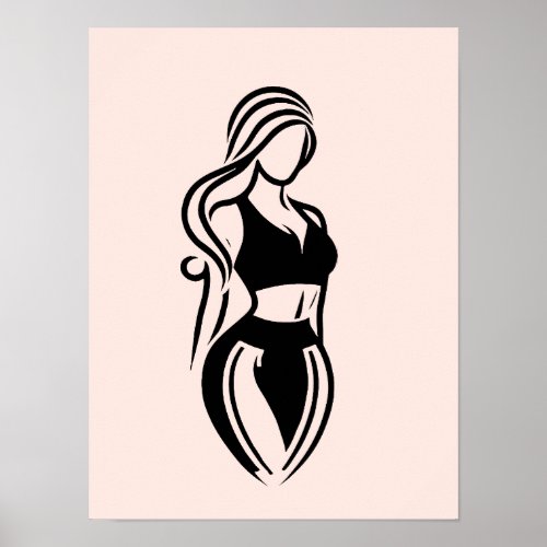 Female Fitness Personal Training Minimalist Pink Poster