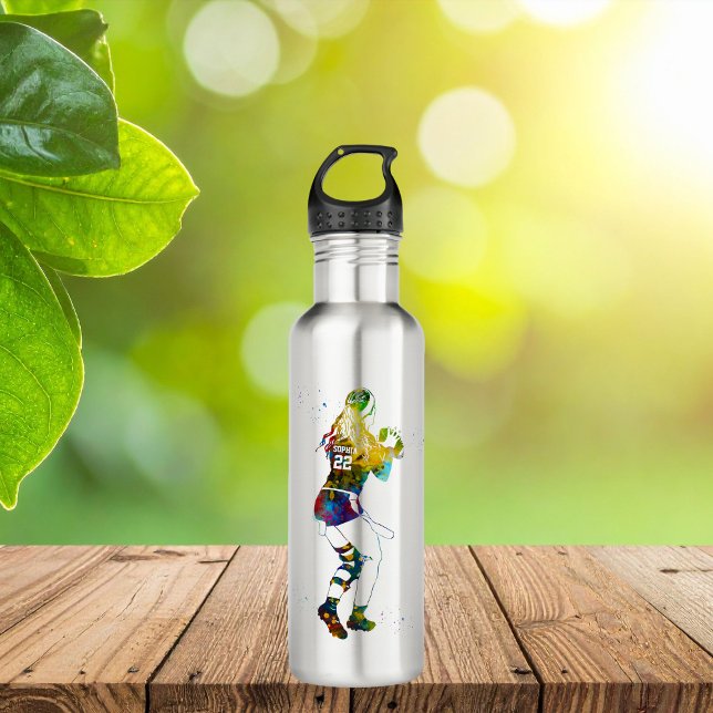Female Flag Football Player Stainless Steel Water Bottle (Creator Uploaded)