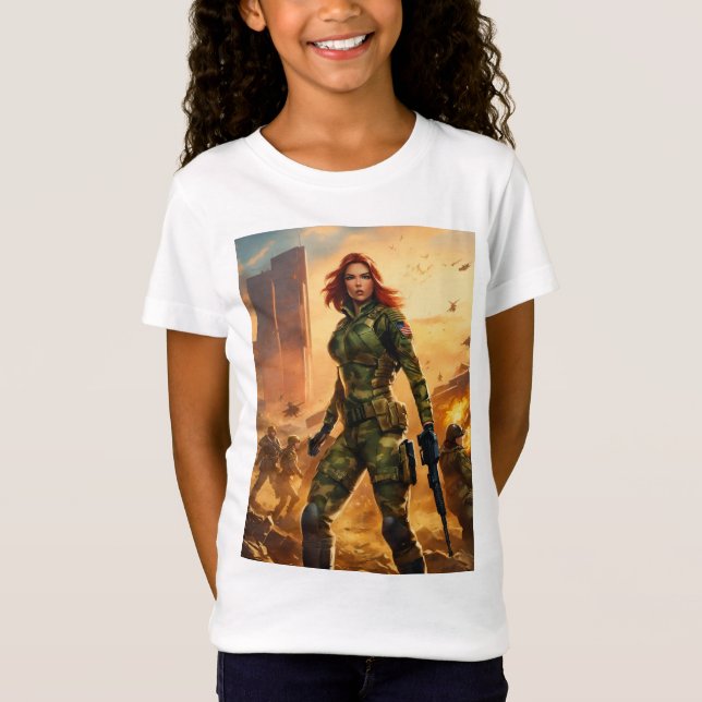 Female G. I. Joe Scarlett wearing design  T-Shirt (Front)