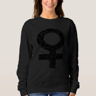 Female Gender Sign Trendy Distressed Sweatshirt