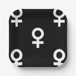 female gender symbol black white paper plates